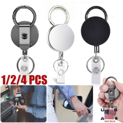Retractable Badge Reel ID Card Holders Heavy Duty With Belt Clip Key Ring 2packs - Image 1 of 4