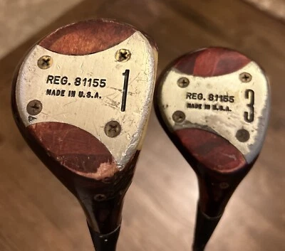 DE COLECCIÓN SPALDING MATCH PLAY Cabeza de Madera Driver 1 y 3 Madera Acero Hecho en EE. UU. DIESTRO X24 Foto 1 de 4