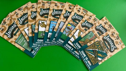 (10) 1998 JACKSONVILLE JAGUARS FULL Trevor  SEASON TICKETS AFC SOUTH CHAMPS Fred Cover
