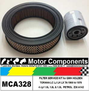 FILTER KIT Oil Air HOLDEN TORANA LC LH LJ LX TA Petrol 1.6L 1.8L 1.9L 69 > 1976 - Picture 1 of 3