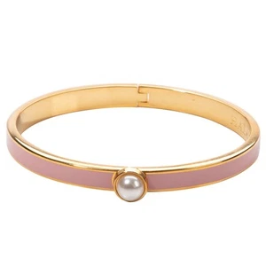 NEW Halcyon Days Skinny Cabochon Pearl Bangle Pink & Gold - Picture 1 of 2