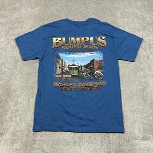 Camiseta Harley Davidson Mediana Azul Gráfico Bumpus Memphis Motocicleta EE. UU. - Imagen 1 de 8