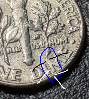 1999-P 10c Dime Die Crack Error STRONG Strike Through Grease Error - Image 1 of 4
