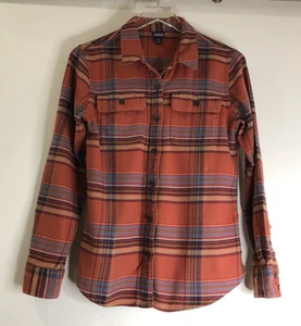 Patagonia Womens Sz XS Orange Flannel Plaid  Long Sleeve ButtonSUp Shirt - Picture 1 of 11