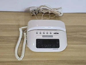 AUDIOLINE CRT 2 Telephone Alarm Clock FM Radio. Vintage Retro White Home Phone. - Picture 1 of 9
