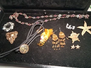 Lote vintage de broches, pendientes y collares sin marca - Imagen 1 de 7