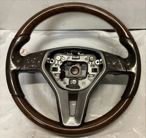 13-16 MERCEDES E350 CUERO MARRÓN MADERA GRANO VOLANTE CON CONTROLES OEM - Imagen 1 de 3