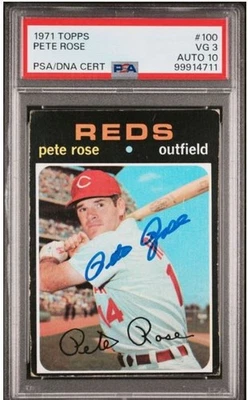 1971 Topps Pete Rose Signed Baseball Card 100 PSA 3 PSADNA Certified Auto 10 HOF - Image 1 of 4