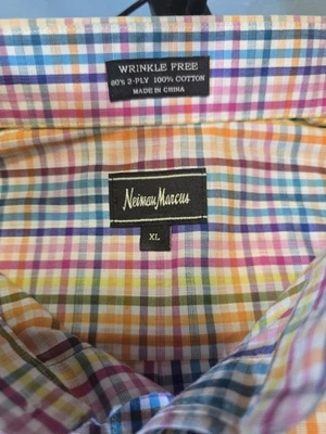 Neiman Marcus short sleeve casual linen shirt Men’s 2XL multicolor check - Image 1 of 4