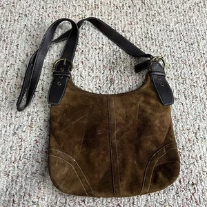 Vintage Coach 9506 Braun Wildleder Slim Duffle Umhängetasche - Bild 1 von 4