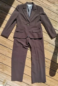 Vintage Sag Harbor Women’s 12 Chocolate Brown Blazer Dress Pants Two Piece Suit - Picture 1 of 12