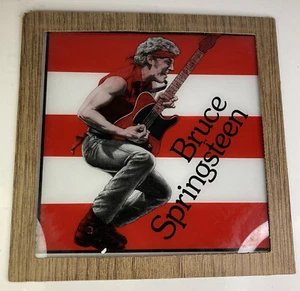 Vintage 1990’s Bruce Sprinngsteen Red & White Striped Glass Art - Picture 1 of 2