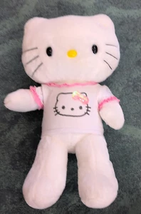 Preowned Hello Kitty Build A Bear, White Fluffy Plush, Black Eyes, 17" W/ Shirt - Picture 1 of 13