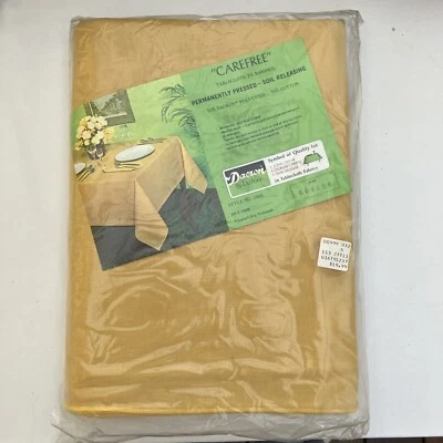 NEW VTG Bardwil "Carefree" Dacron BIG Yellow Tablecloth 60 X 120 USA NEW NOS - Image 1 of 4