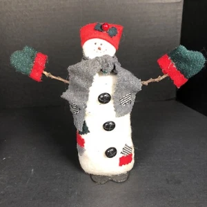 "Estatuilla muñeco de nieve ramita brazos mitones sombrero botones bufanda de colección 8""" - Imagen 1 de 6