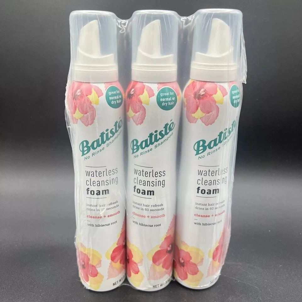 Paquete de 3 espuma limpiadora sin agua Batiste para limpiar y suavizar la raíz de hibisco 3,60 OZ Foto 1 de 1