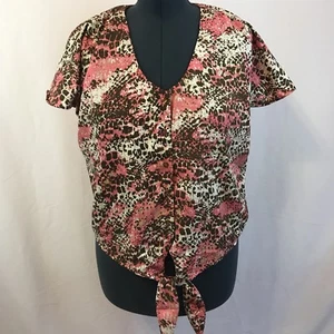 Larsen Gray Top Blouse Button Tie Size L (k06) - Picture 1 of 10