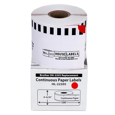 Non-OEM Fits BROTHER DK-2205 RED Continuous Labels - (1) Roll of 100' - Image 1 of 4