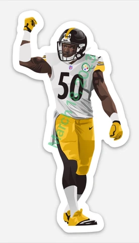 Ryan Shazier #50 MAGNET VECTOR ART STEELERS THROWBACK NFL Man Cave Hardhat Cover