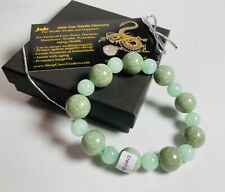 Certified Natural Green Jade Jadeite Beaded Stretch Bracelet 7inch Good Luck 