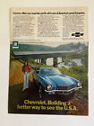 1972 Blue Chevy Camero SS Car Print Ad Advertising Vtg FREE SHIPPING