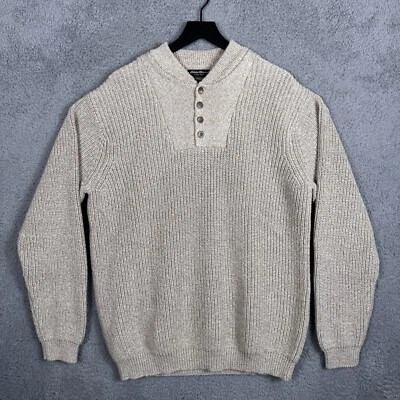 Vintage Eddie Bauer Henley Sweater Men's XL Tall Chunky Ribbed Knit Heavyweight - Image 1 of 4