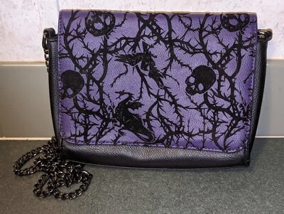 Loungefly Disney Villains Purse Flocked Chain Cross Body Purple Black Bag 8"X7" - Image 1 of 4