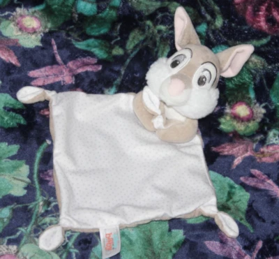 DOUDOU DISNEY BABY PLAT LAPIN PANPAN BLANC GRIS BEIGE POIS ETAT NEUF - Photo 1/4