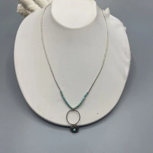 Hermoso collar colgante de plata esterlina líquida 925 con cuentas #384 - Imagen 1 de 12