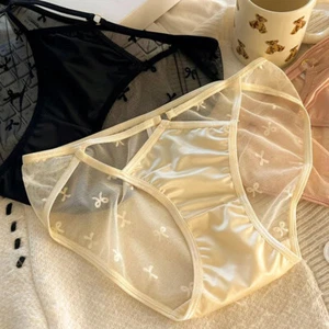 4 Packs Lot Sexy Womens Satin Panties Full Briefs Sheer See Through Underwear - Picture 1 of 8