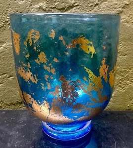 Vintage Gibson Blue Gold Vase Signed - Picture 1 of 7