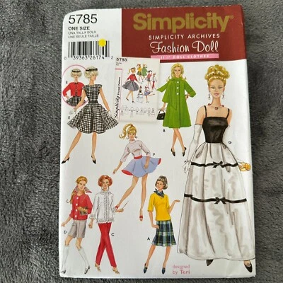 Simplicity Pattern 5785 11.5" Doll Fashion Doll Clothes Coat Blouse Shorts - Image 1 of 4