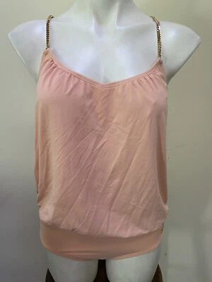 NUEVO SIN ETIQUETAS Vince Camuto Blusa Top Cadena Dorada Traje de Baño de una Pieza Talla 6 Foto 1 de 4