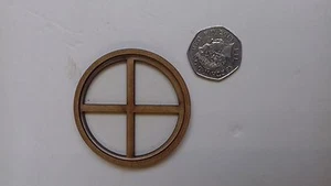 Wooden Laser Cut 6cms Round Fairy Window 3mm MDF and 2mm Acrylic Fairies Doors - Picture 1 of 2