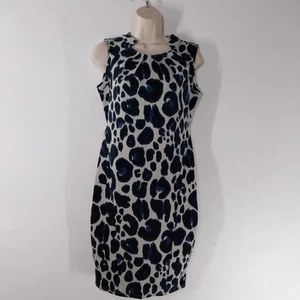 Kardashian Kollection Size 8 Midi Dress Leopard Print Blue Black Short Sleeves - Picture 1 of 8