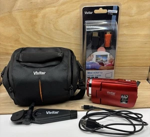Vivitar DVR 949HD Camcorder Red Full HD 4x Digital Zoom With Accessories Works - Picture 1 of 5