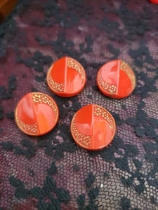 Vintage Red Art Deco Glass Buttons D - Picture 1 of 5