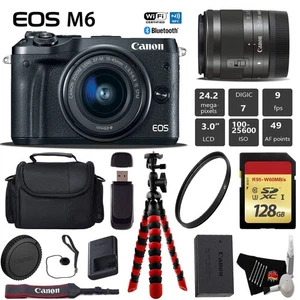 Canon EOS M6 Mirrorless Digital Camera +EF-M 1545mm is STM Lensxible Tripod + UV - Picture 1 of 6