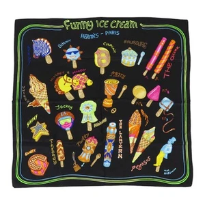 HERMES Carré 70 FUNNY ICE CREAM Schal Unisex Schwarz Mehrfarbig 【A】 - Bild 1 von 6