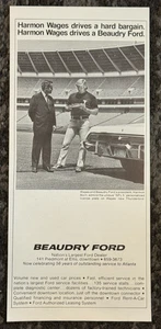 Pubblicità BEAUDRY FORD Thunderbird HARMON WAGES Atlanta Falcons NFL stampa vintage 1972 - Foto 1 di 1