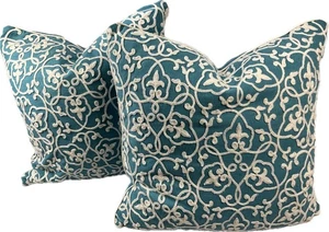 Envogue Home Decor DAMASK EMBROIDERED 20x20 Throw Pillows Feather Down Set Of 2 - Picture 1 of 16