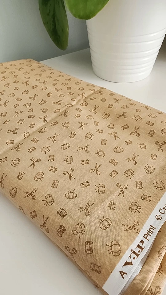 Fabric-100% Cotton-Cranston Print Works Co., Sewing Supplies, Brown - Image 1 of 4