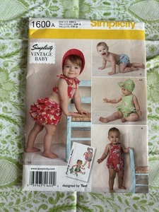 Simplicity Babies' Vintage Romper Set 1600 Pattern, Size A (XXS-XS-S-M-L) - Picture 1 of 4
