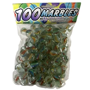 Bag of 100 Glass Marbles New Old Stock NEW Cat Eyes Shooters Vintage Games - Bild 1 von 3
