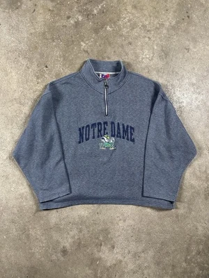 Sudadera De Colección Años 90 Pro Player Notre Dame Bordada Cremallera Cuello Redondo Gris XL Foto 1 de 4