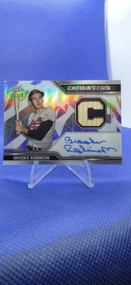 2021 Topps Chrome Baseball Captains Cloth Brooks Robinson Bat relic Auto # 43/99 - Image 1 of 4