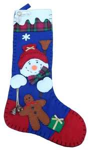 Christmas Stocking with Snowman and Gingerbread man Free P&P mainland UK - Picture 1 of 6