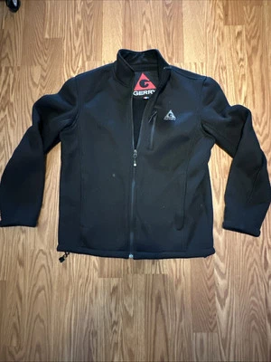 Gerry Mens Jacket Heavy Fleece Lined Waffle Knit Full Zip Black Gray XL - Image 1 of 4