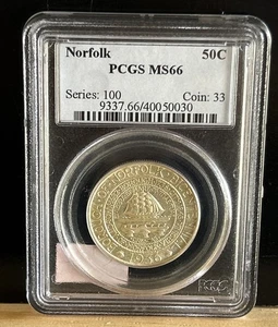 1936  US Commemorative Silver Half Dollar Norfork VA PCGS MS66 - Picture 1 of 7