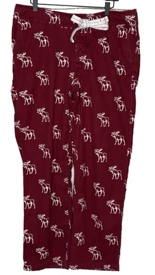 Abercrombie Fitch мужской размер M красный лось пижамы гостиной брюки кнопка мухи тяжелый L30" - Изображение 1 из 4